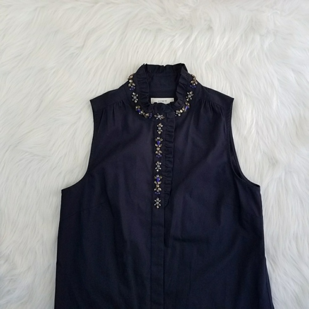 J. Crew Rhinestone Ruffled Top - Picture 3 of 4